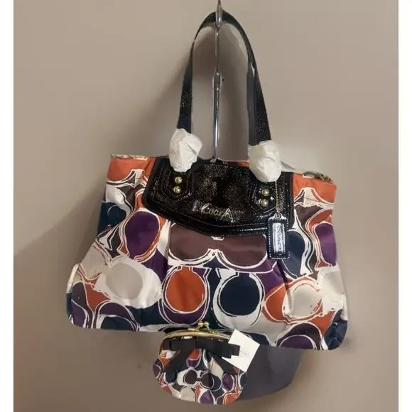 NWT Rare Coach F20113 Scarf Print Satchel & F62058 Coin Purse Set - Picture 11 of 14